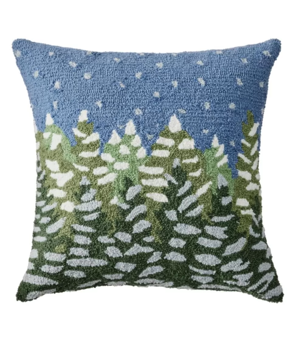 Sale "Indoor/Outdoor Hooked Pillow, Frosted Trees" Home Decor