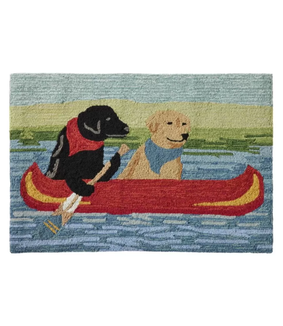 Clearance "Indoor/Outdoor Vacationland Rug, Dog Canoe" Rugs & Mats | Backyard & Patio