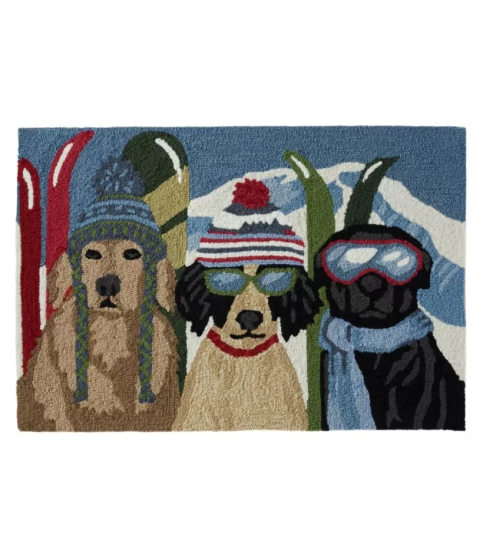 Hot "Indoor/Outdoor Vacationland Rug, Dogs Skiing" Rugs & Mats | Backyard & Patio