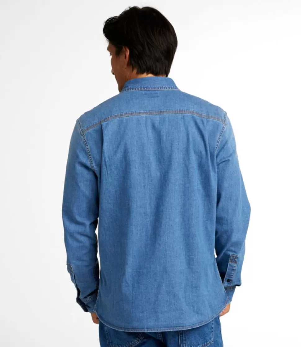 mens_beanflex_denim_shirt_slightly_fitted_untucked_fit_longsleeve_2.webp Store "Men's BeanFlex® Denim Shirt, Slightly Fitted Untucked Fit, Long-Sleeve" Shirts