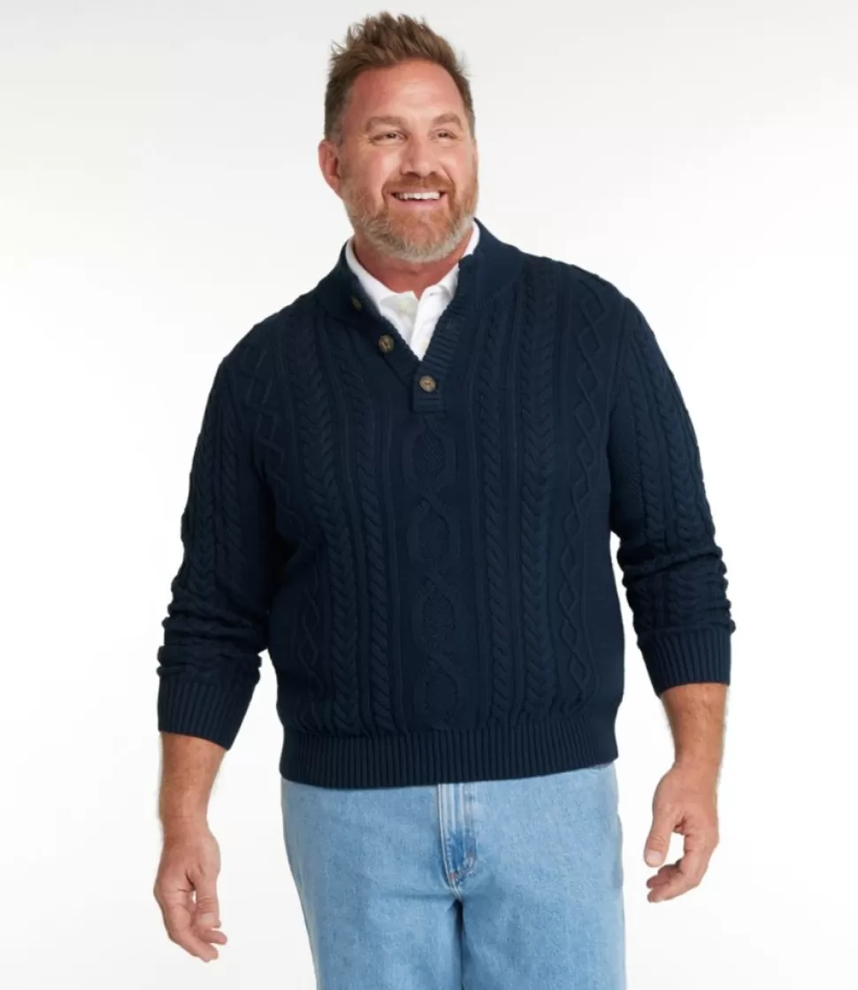 Best Sale "Men's Bean's Heritage Soft Cotton Fisherman Sweater, Button-Mock" Sweaters