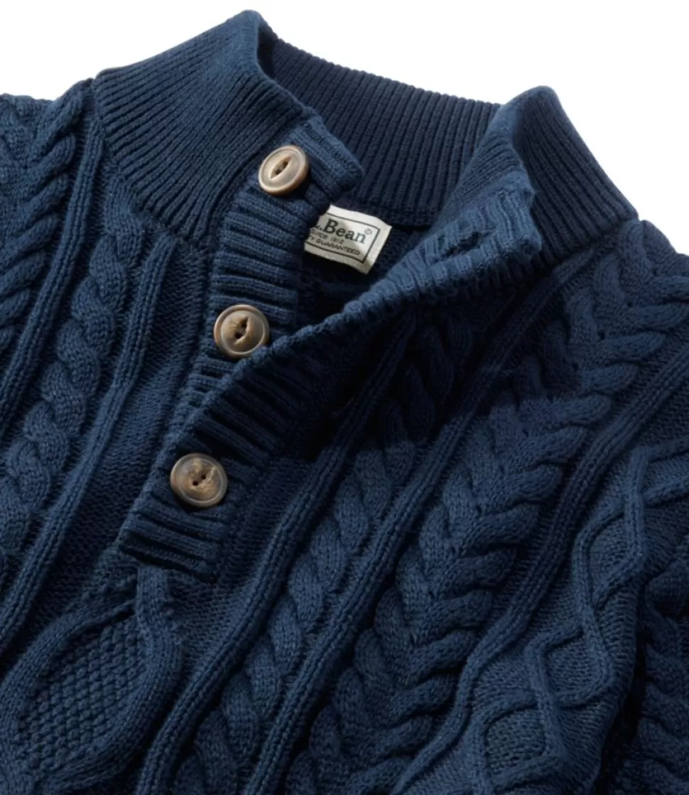 Best Sale "Men's Bean's Heritage Soft Cotton Fisherman Sweater, Button-Mock" Sweaters