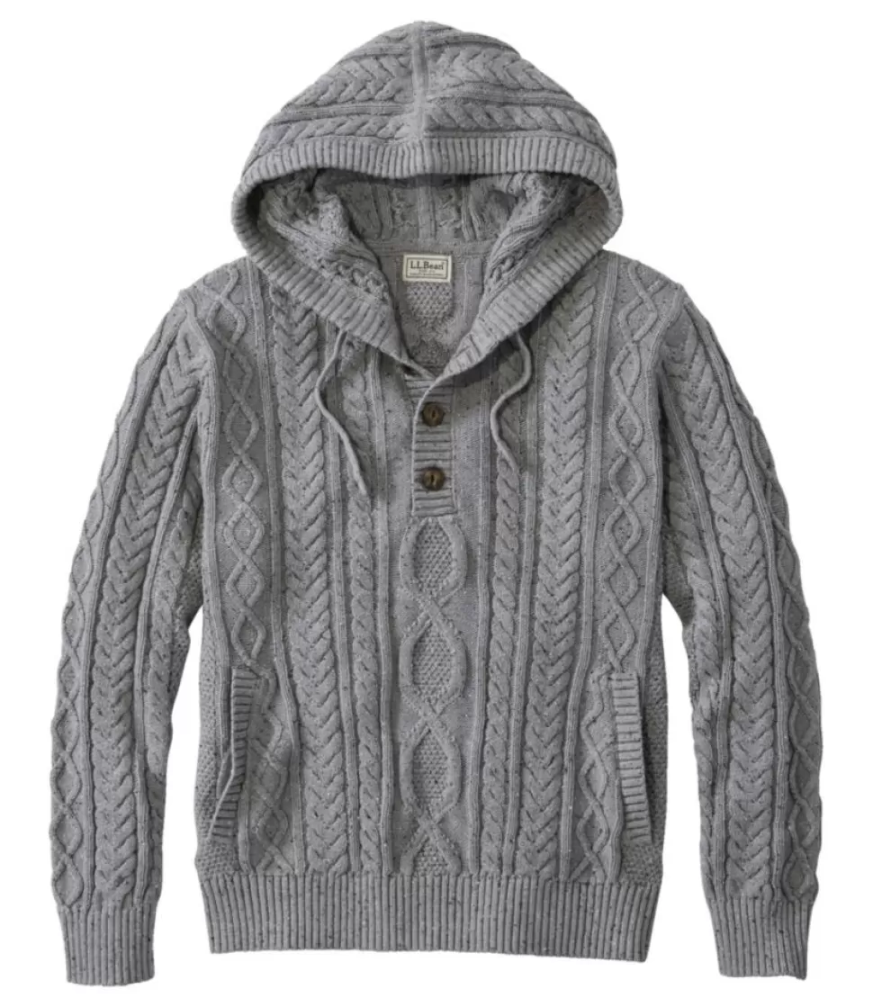 Cheap "Men's Bean's Heritage Soft Cotton Fisherman Sweater, Henley Hoodie" Sweaters