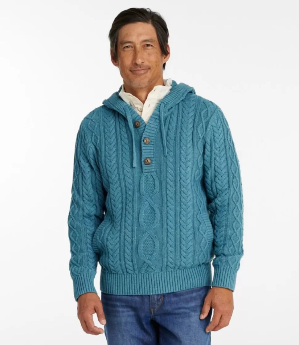 Cheap "Men's Bean's Heritage Soft Cotton Fisherman Sweater, Henley Hoodie" Sweaters