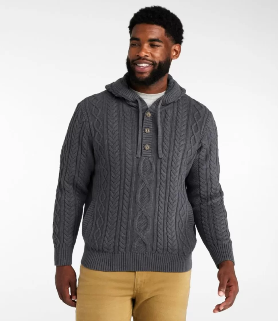 Cheap "Men's Bean's Heritage Soft Cotton Fisherman Sweater, Henley Hoodie" Sweaters