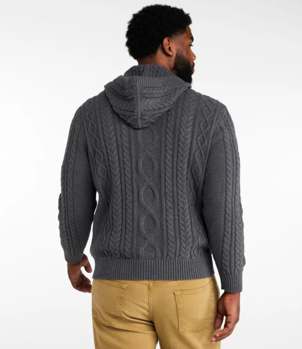 Cheap "Men's Bean's Heritage Soft Cotton Fisherman Sweater, Henley Hoodie" Sweaters