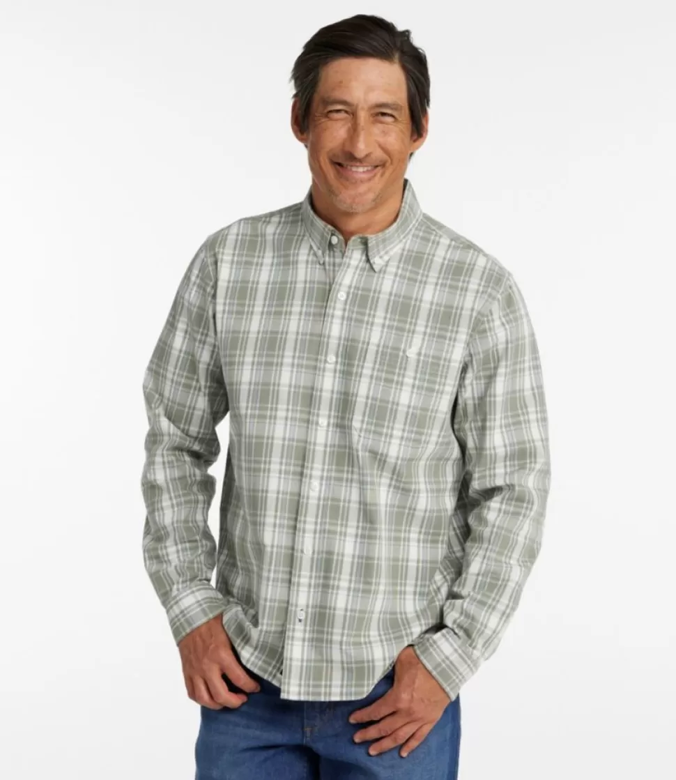 Best Sale "Men's Comfort Stretch Chambray Shirt, Long-Sleeve, Slightly Fitted Untucked Fit, Plaid" Shirts