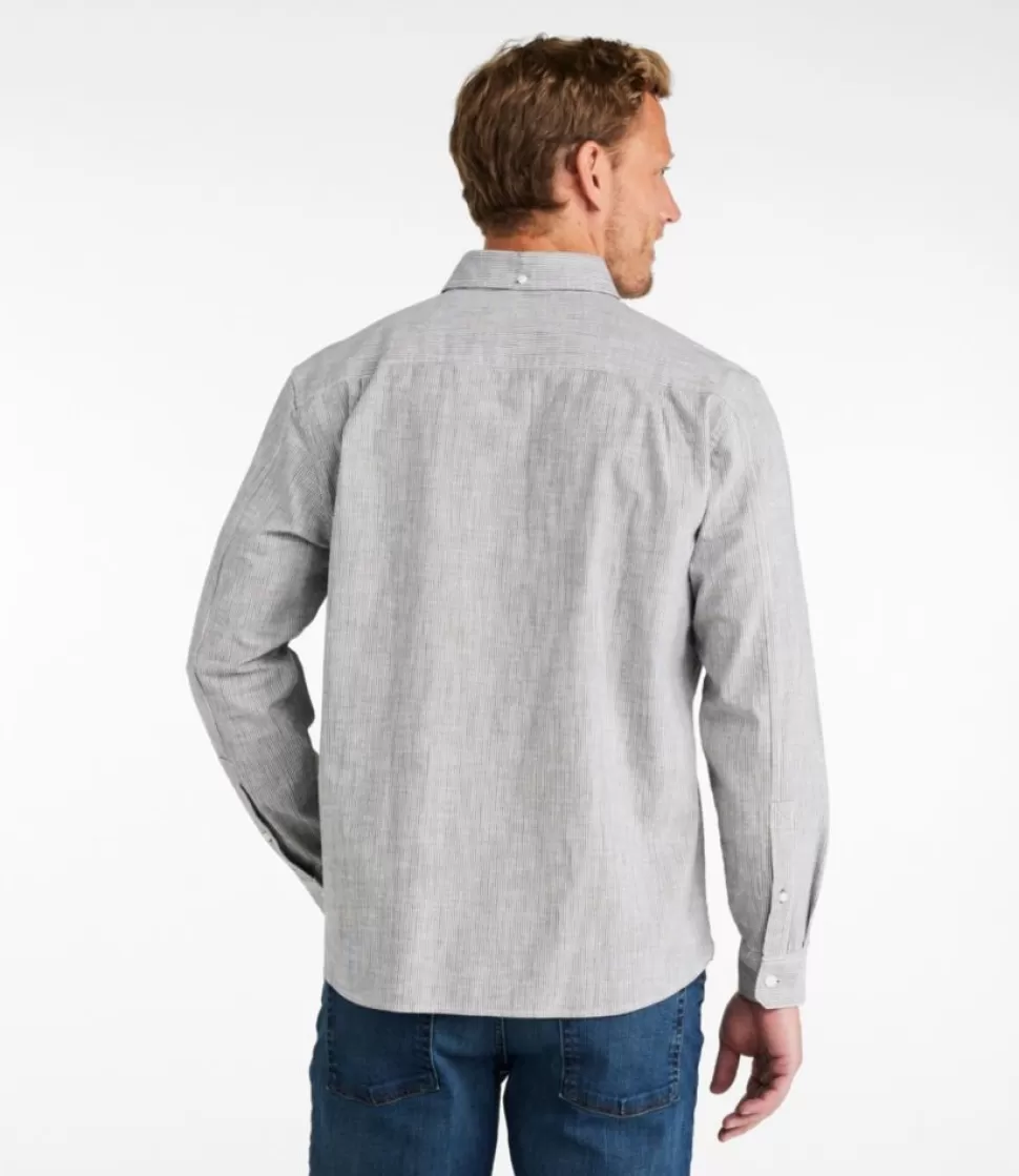 Outlet "Men's Comfort Stretch Chambray Shirt, Long-Sleeve, Slightly Fitted Untucked Fit, Stripe" Shirts