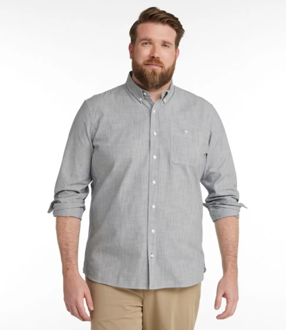 Outlet "Men's Comfort Stretch Chambray Shirt, Long-Sleeve, Slightly Fitted Untucked Fit, Stripe" Shirts