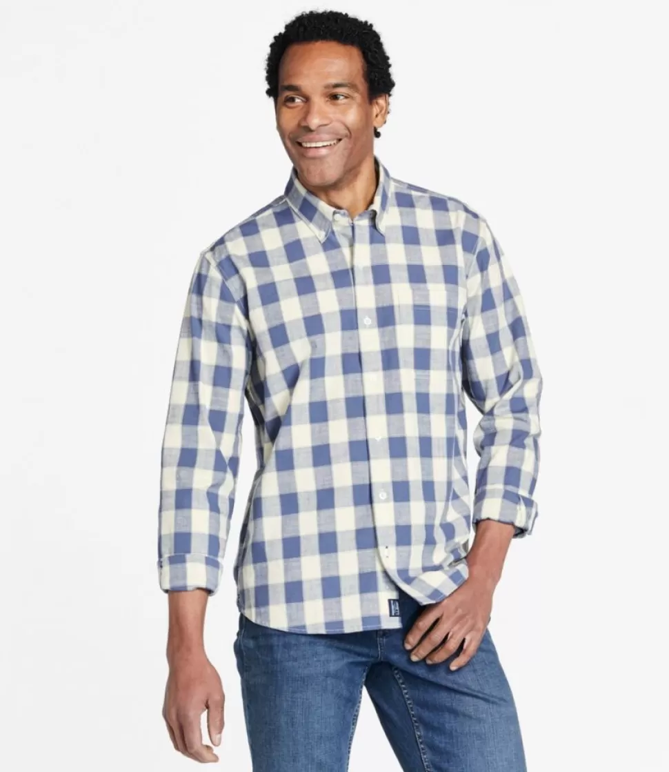 Discount "Men's Comfort Stretch Chambray Shirt, Traditional Untucked Fit, Long-Sleeve, Print" Shirts