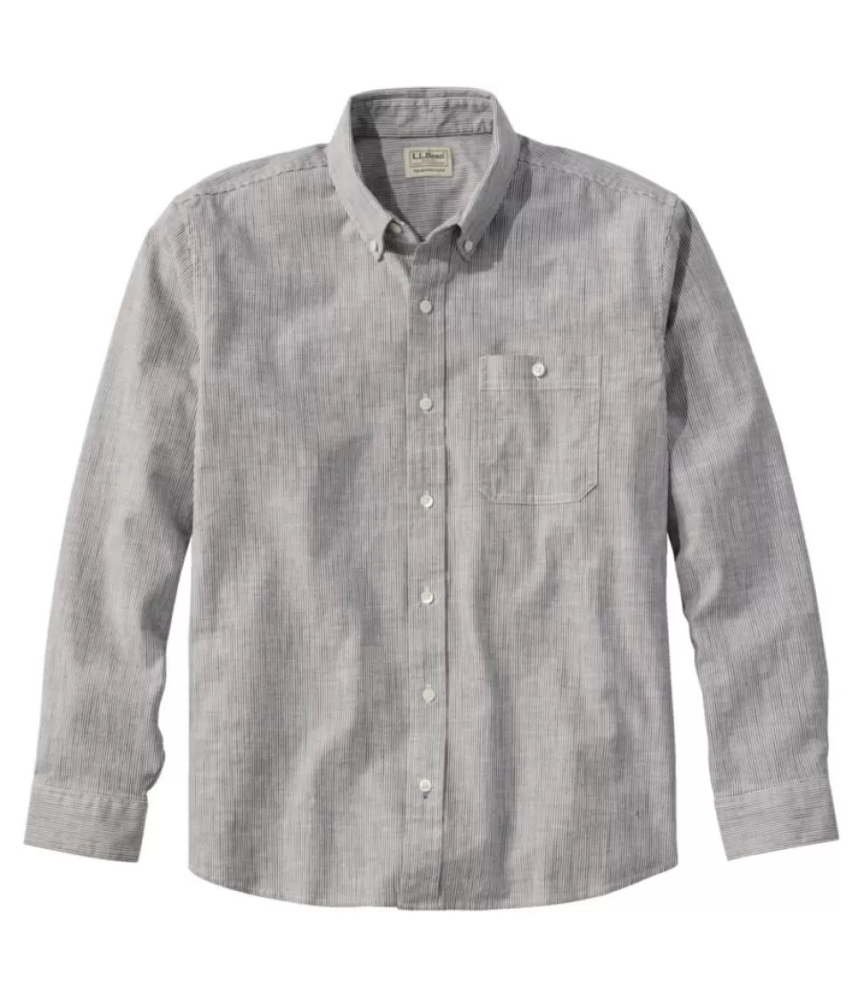 Cheap "Men's Comfort Stretch Chambray Shirt, Traditional Untucked Fit, Long-Sleeve, Stripe" Shirts