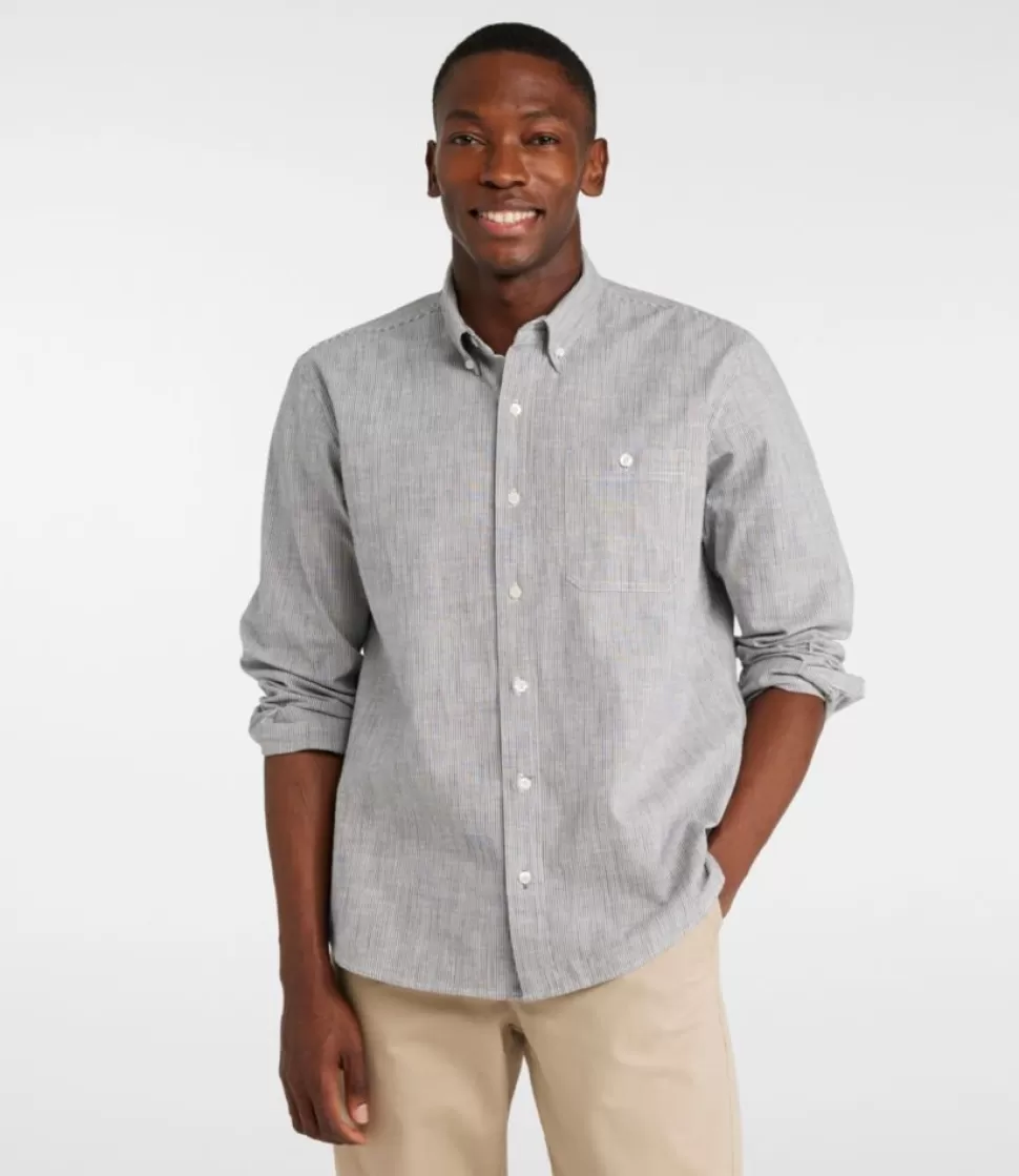 Cheap "Men's Comfort Stretch Chambray Shirt, Traditional Untucked Fit, Long-Sleeve, Stripe" Shirts