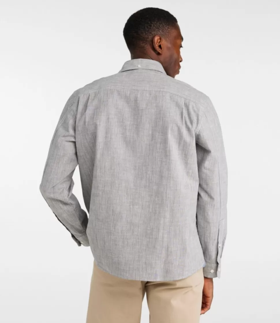 Cheap "Men's Comfort Stretch Chambray Shirt, Traditional Untucked Fit, Long-Sleeve, Stripe" Shirts