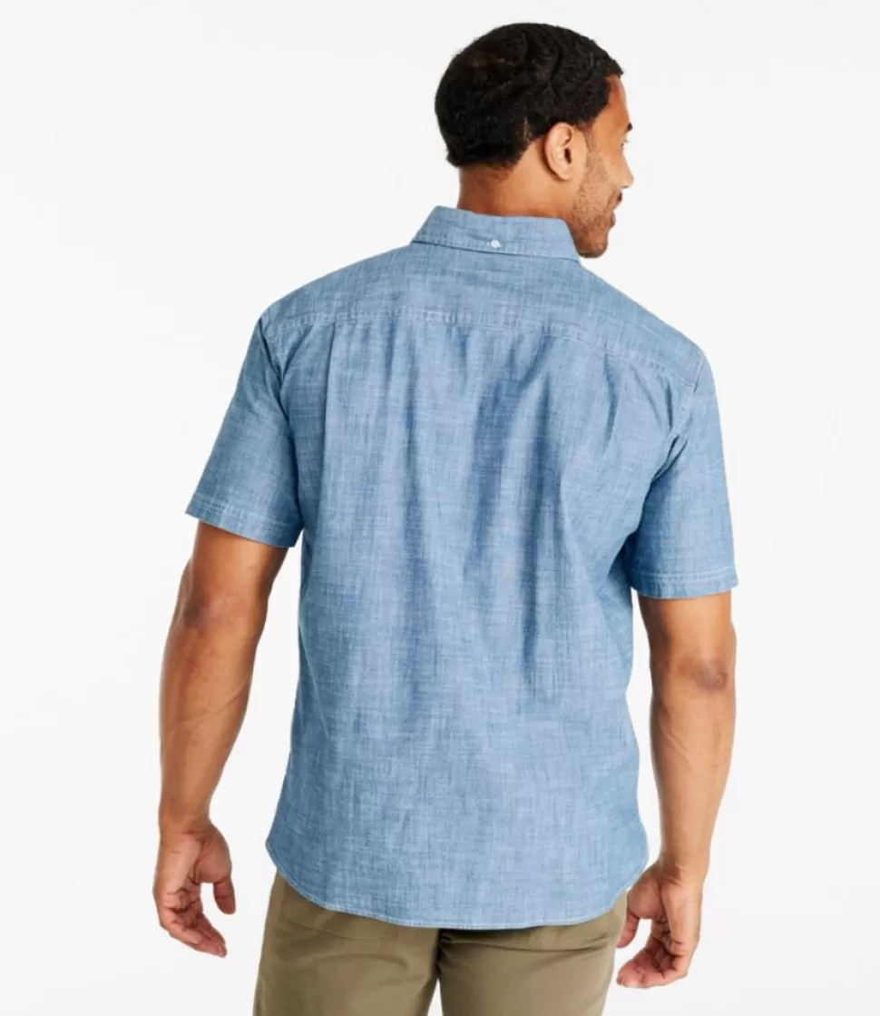 Clearance "Men's Comfort Stretch Chambray Shirt, Traditional Untucked Fit, Short-Sleeve" Shirts