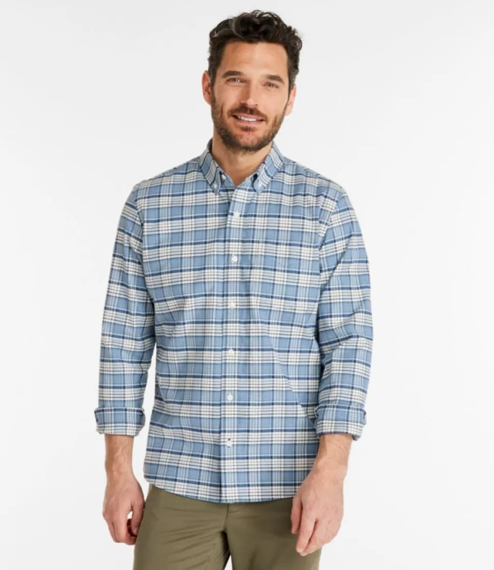 Cheap "Men's Comfort Stretch Oxford Shirt, Slightly Fitted Untucked Fit, Plaid" Shirts