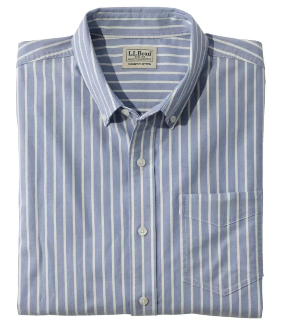 Best "Men's Comfort Stretch Oxford Shirt, Slightly Fitted Untucked Fit, Stripe" Shirts