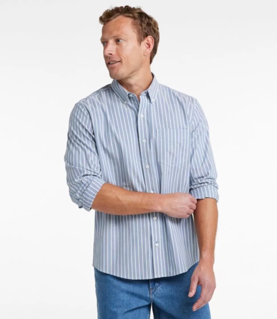Best "Men's Comfort Stretch Oxford Shirt, Slightly Fitted Untucked Fit, Stripe" Shirts