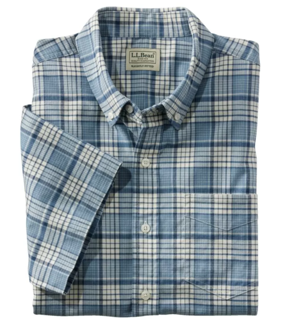 Fashion "Men's Comfort Stretch Oxford, Slightly Fitted Untucked Fit, Short-Sleeve, Plaid" Shirts