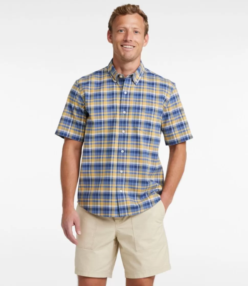 Store "Men's Comfort Stretch Oxford, Traditional Untucked Fit, Short-Sleeve, Plaid" Shirts