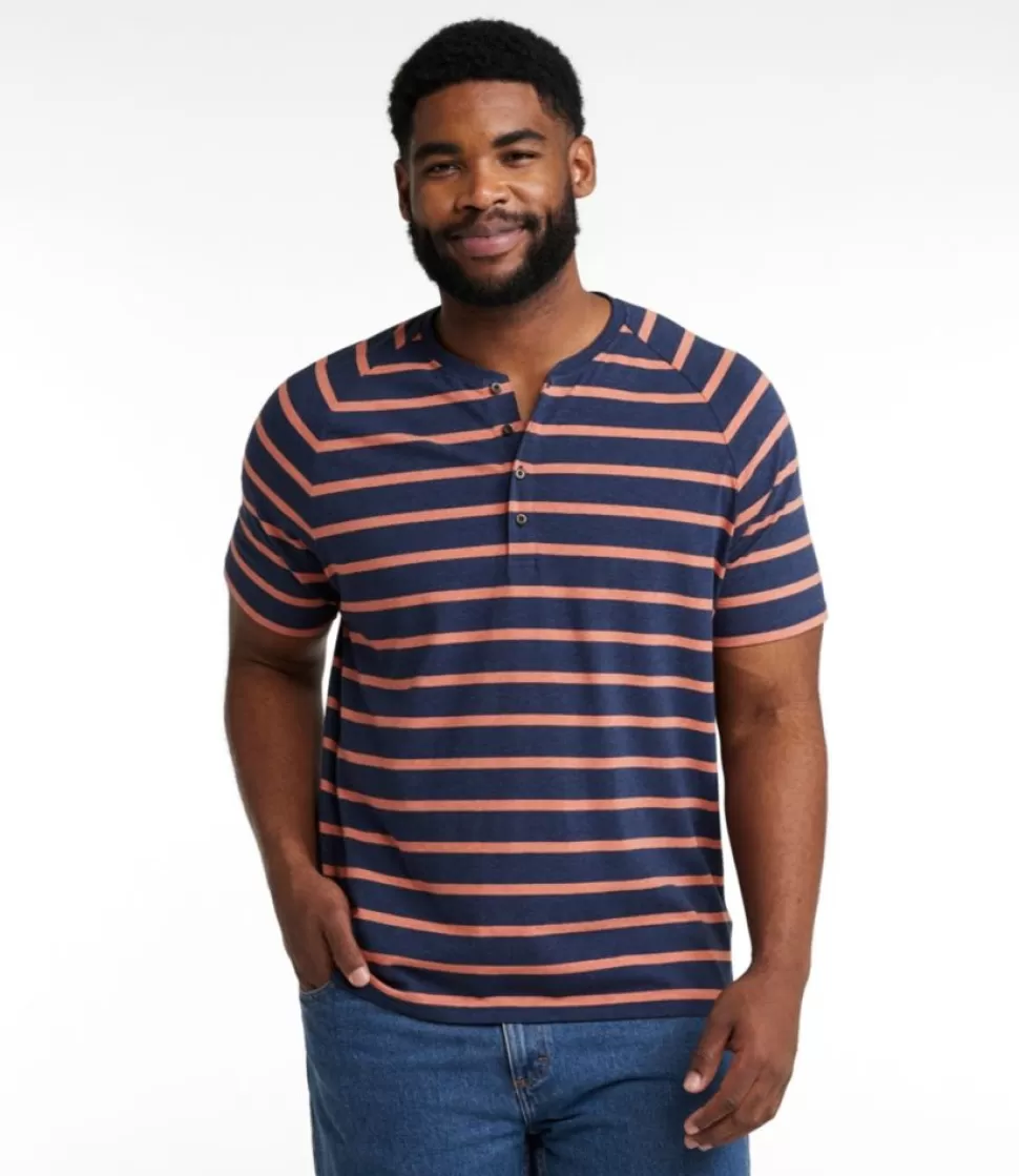 New "Men's Comfort Stretch Pima Tee Shirt, Short-Sleeve Henley, Stripe" Shirts