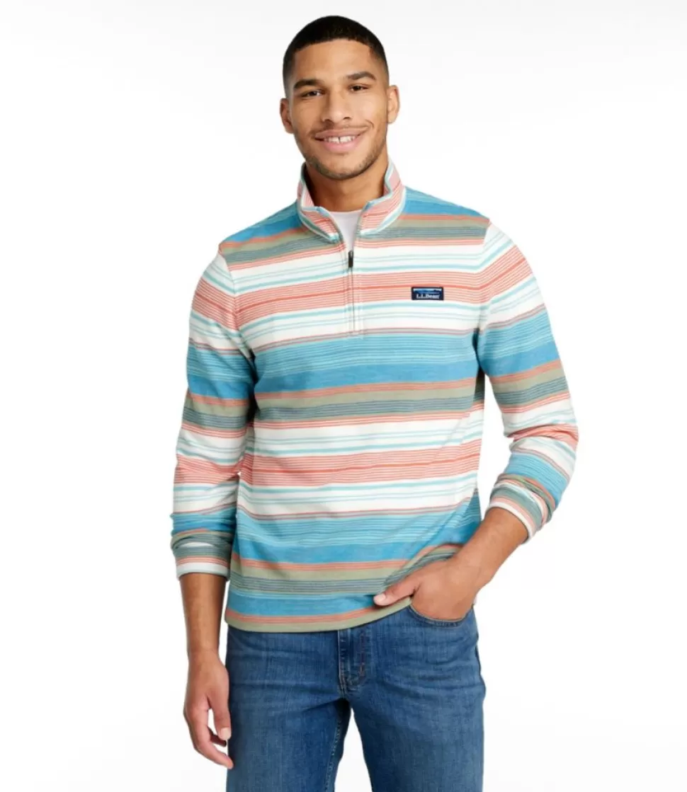 Clearance "Men's Comfort Stretch Piqué Quarter Zip Pullover, Long-Sleeve, Stripe" Sweatshirts