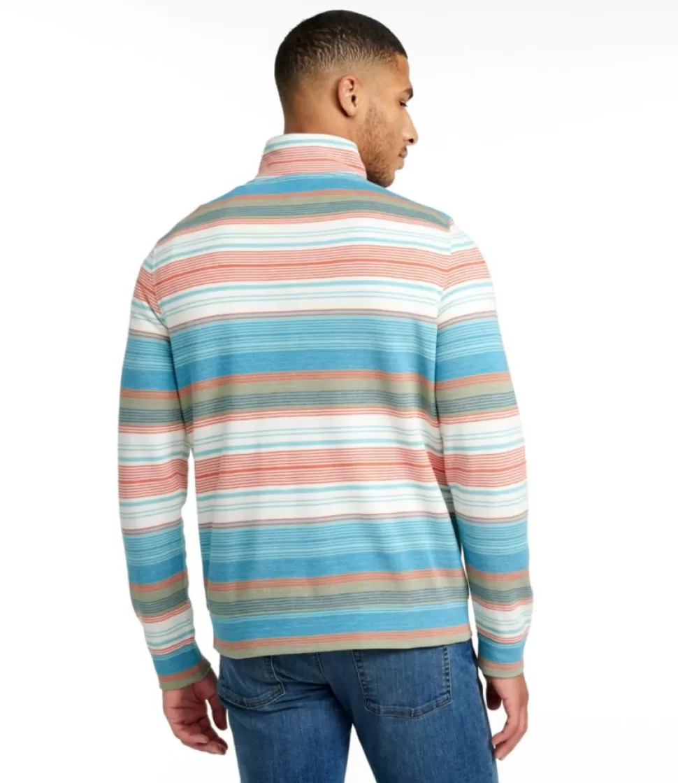 Clearance "Men's Comfort Stretch Piqué Quarter Zip Pullover, Long-Sleeve, Stripe" Sweatshirts