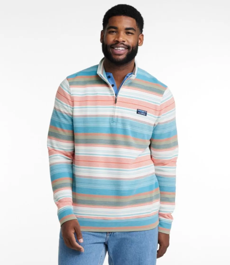 Clearance "Men's Comfort Stretch Piqué Quarter Zip Pullover, Long-Sleeve, Stripe" Sweatshirts