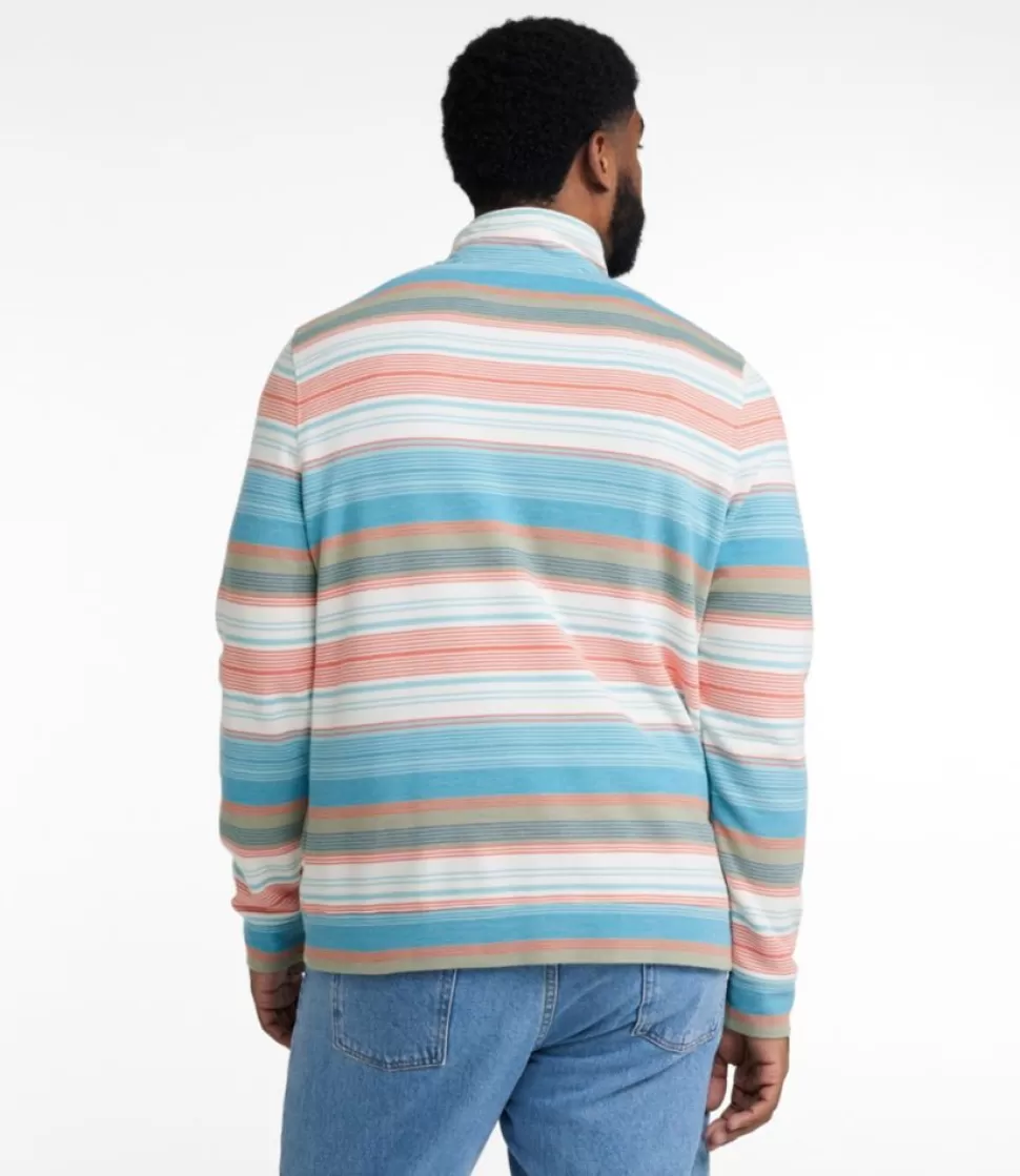 Clearance "Men's Comfort Stretch Piqué Quarter Zip Pullover, Long-Sleeve, Stripe" Sweatshirts