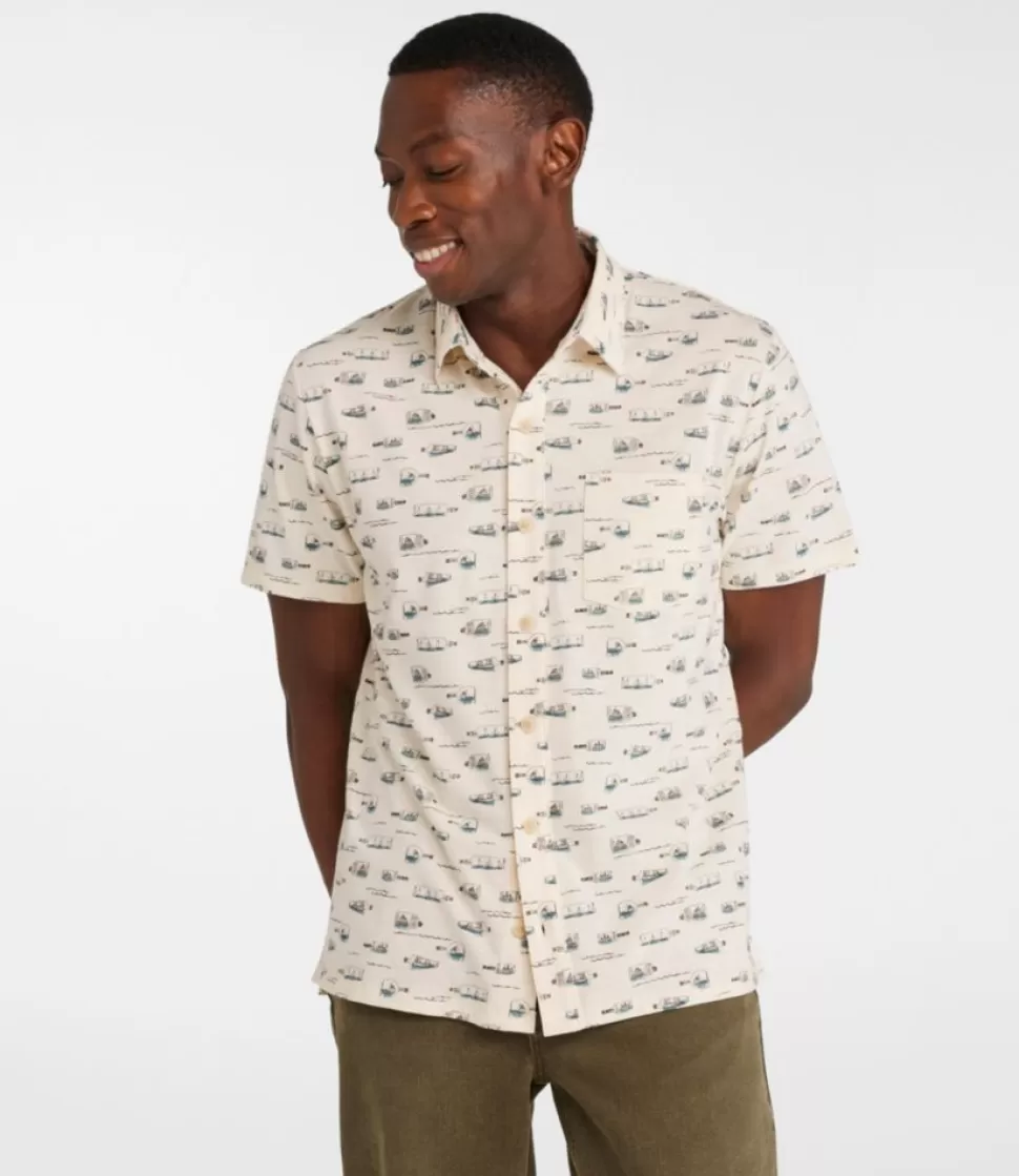 Cheap "Men's Lakewashed Performance Shirts, Button-Front Shirt, Short-Sleeve, Print" Shirts