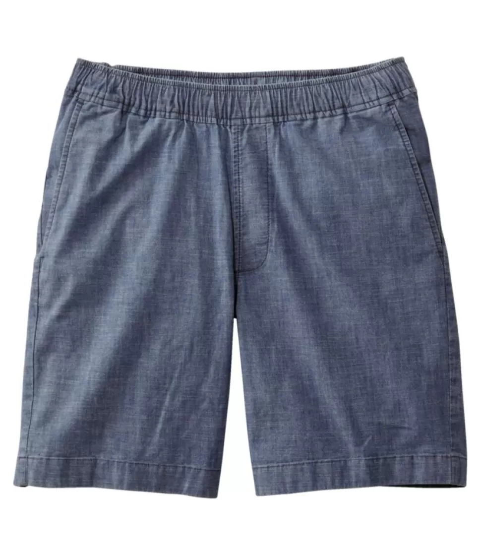 Store "Men's Lakewashed® Stretch Shorts, Pull-On, Chambray, 8"" Shorts