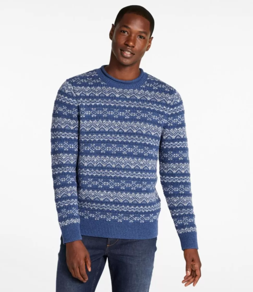 Hot "Men's Organic Cotton Waffle Sweater, Crewneck, Fair Isle" Sweaters