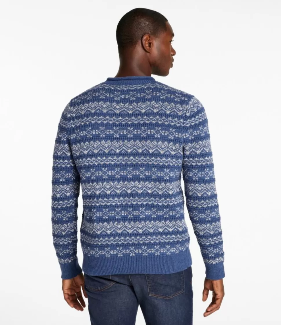 Hot "Men's Organic Cotton Waffle Sweater, Crewneck, Fair Isle" Sweaters
