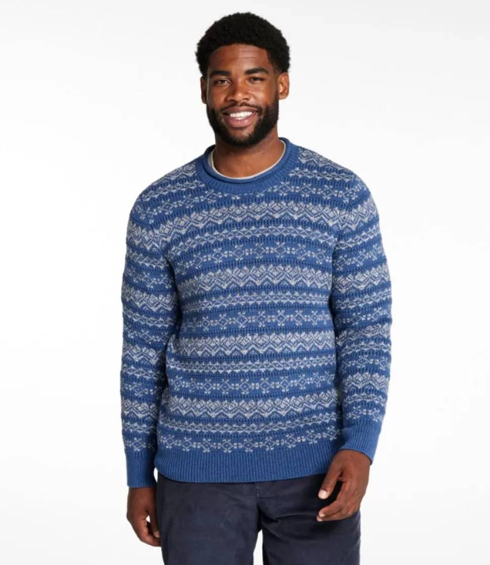 Hot "Men's Organic Cotton Waffle Sweater, Crewneck, Fair Isle" Sweaters