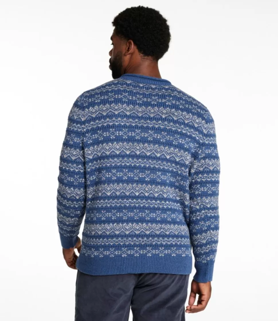 Hot "Men's Organic Cotton Waffle Sweater, Crewneck, Fair Isle" Sweaters
