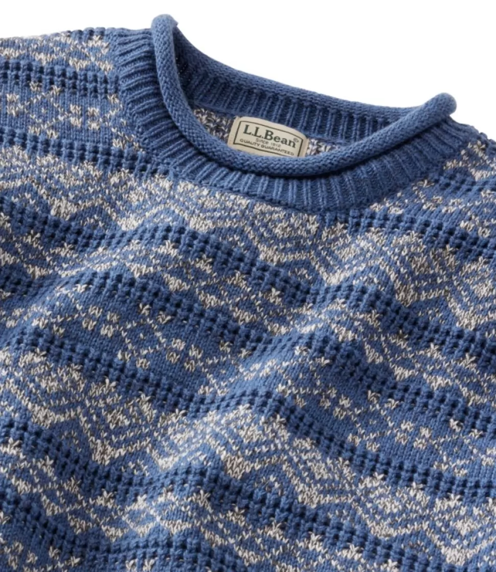 Hot "Men's Organic Cotton Waffle Sweater, Crewneck, Fair Isle" Sweaters