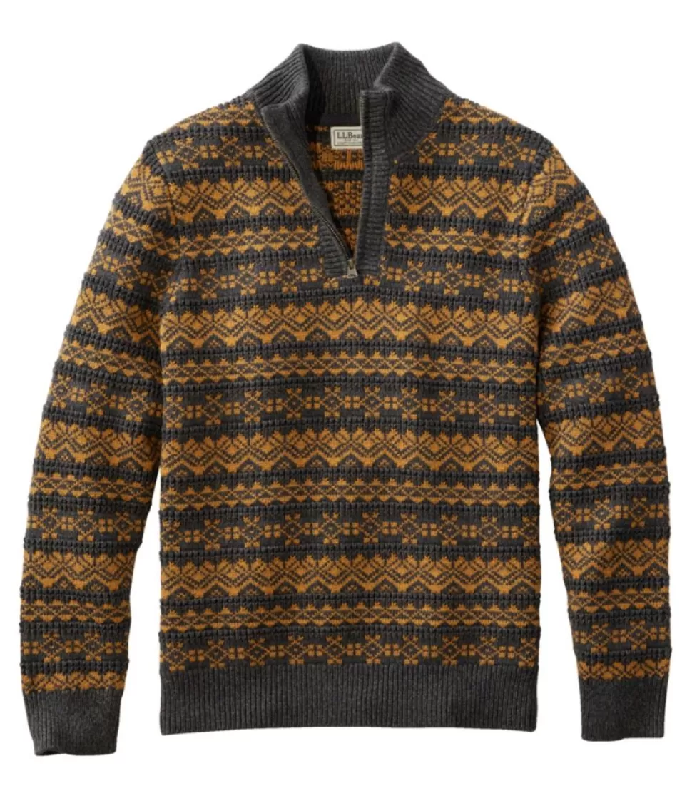 Shop "Men's Organic Cotton Waffle Sweater, Quarter-Zip, Fair Isle" Sweaters