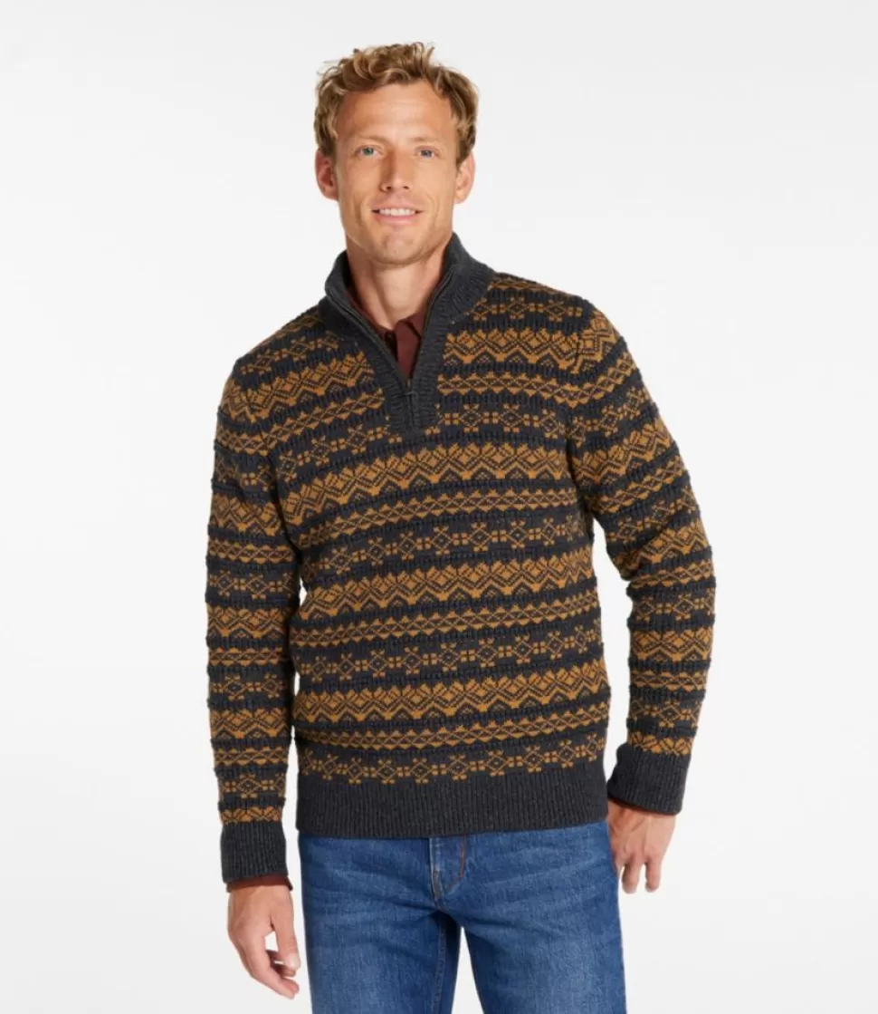 Shop "Men's Organic Cotton Waffle Sweater, Quarter-Zip, Fair Isle" Sweaters