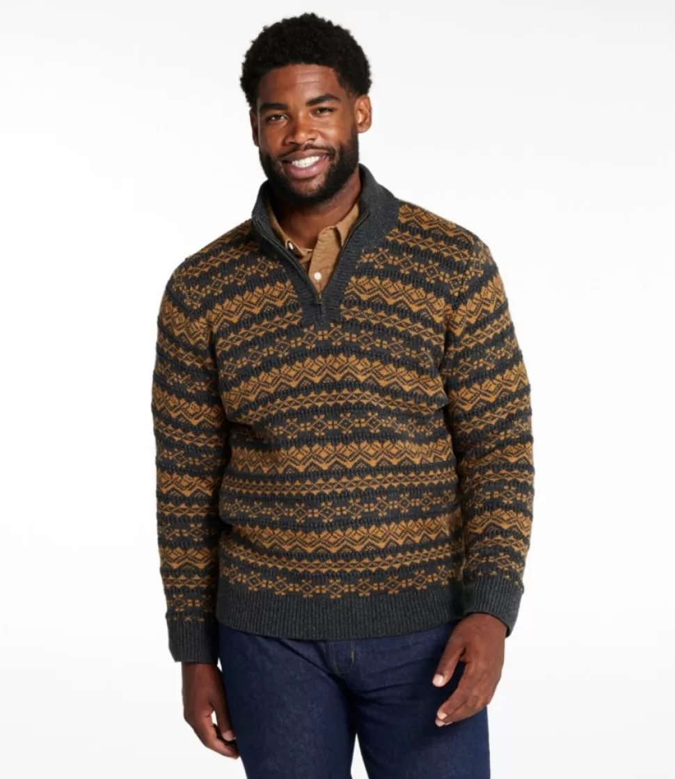 Shop "Men's Organic Cotton Waffle Sweater, Quarter-Zip, Fair Isle" Sweaters