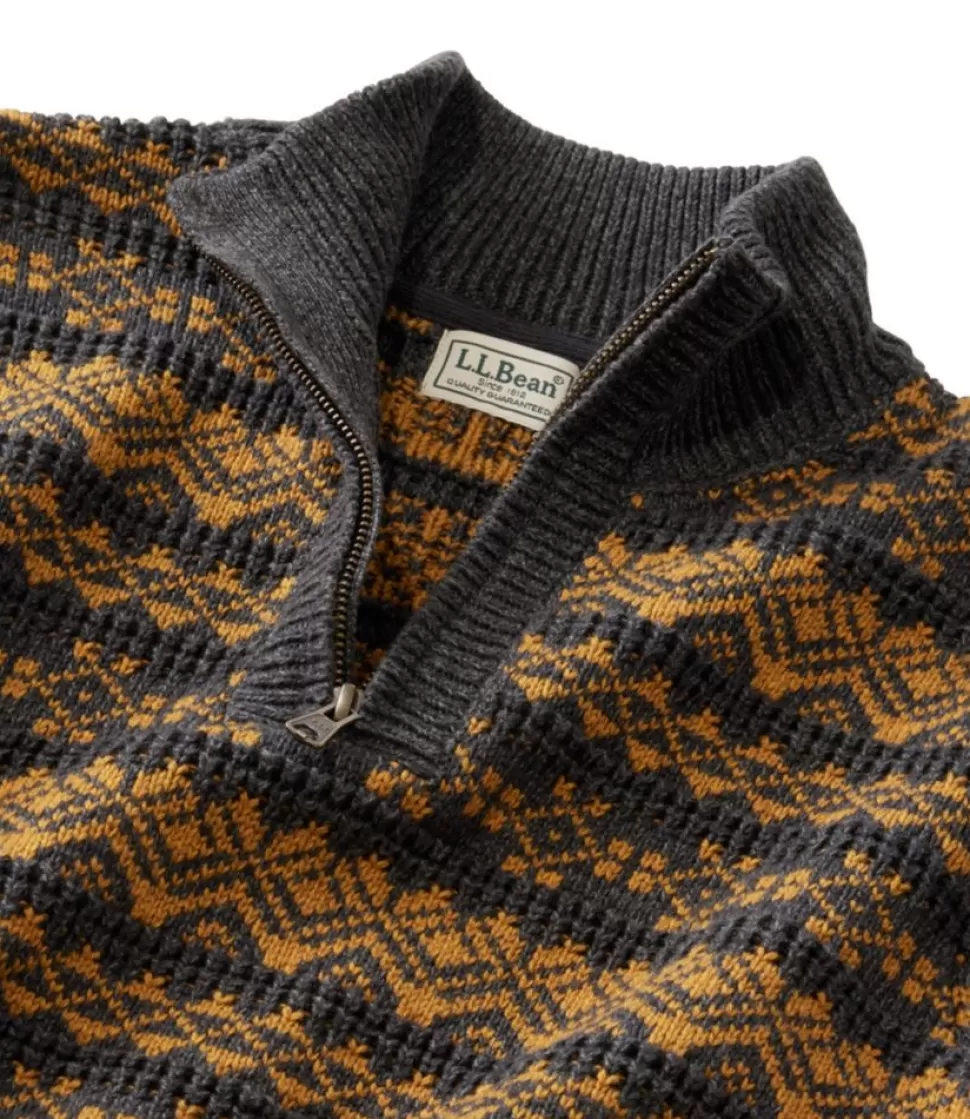 Shop "Men's Organic Cotton Waffle Sweater, Quarter-Zip, Fair Isle" Sweaters