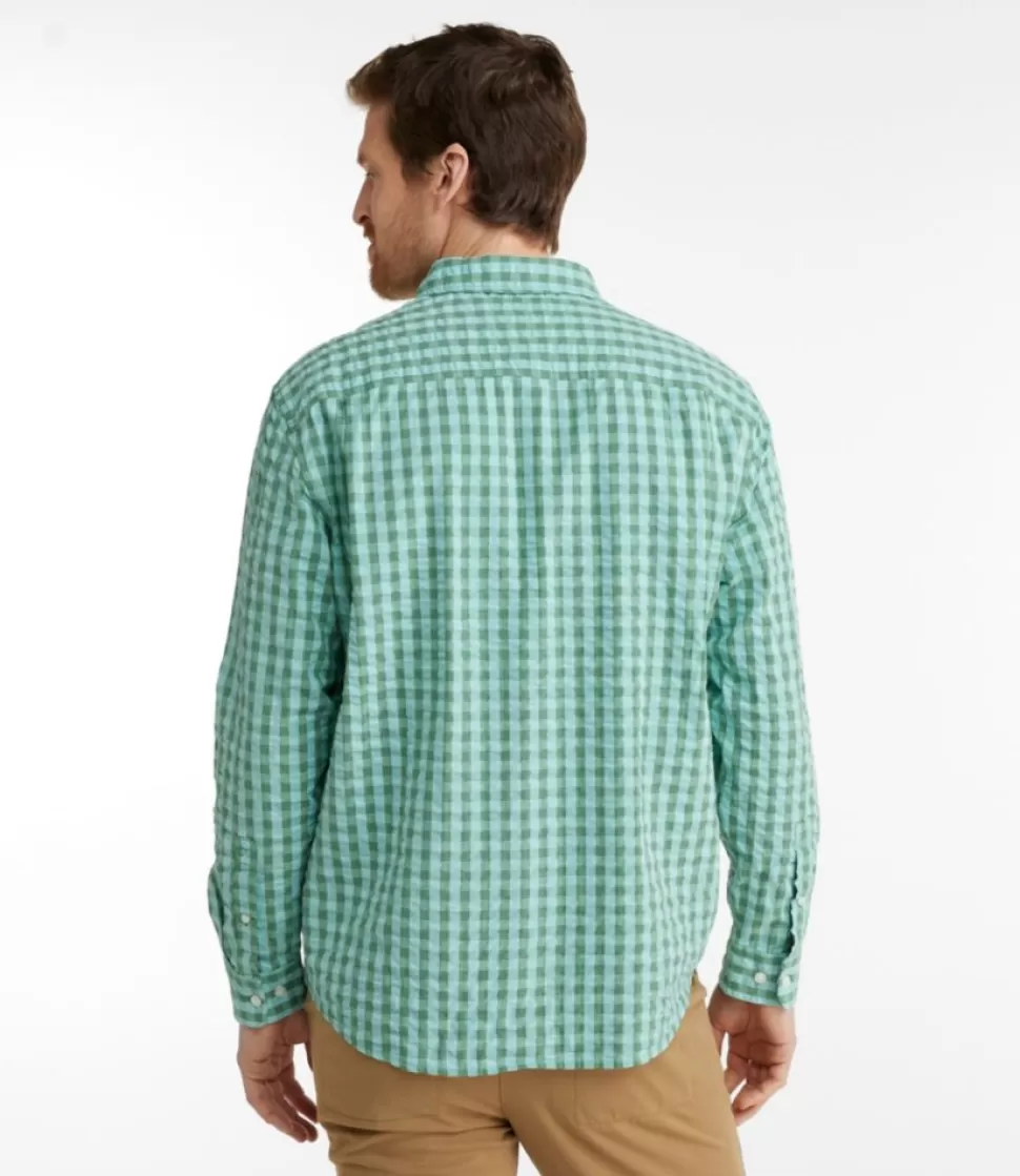 Clearance "Men's Organic Cotton Seersucker Shirt, Long-Sleeve, Traditional Fit, Plaid" Shirts
