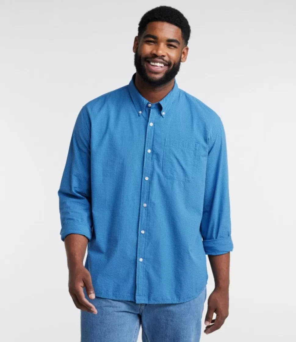 Clearance "Men's Organic Cotton Seersucker Shirt, Long-Sleeve, Traditional Fit, Plaid" Shirts