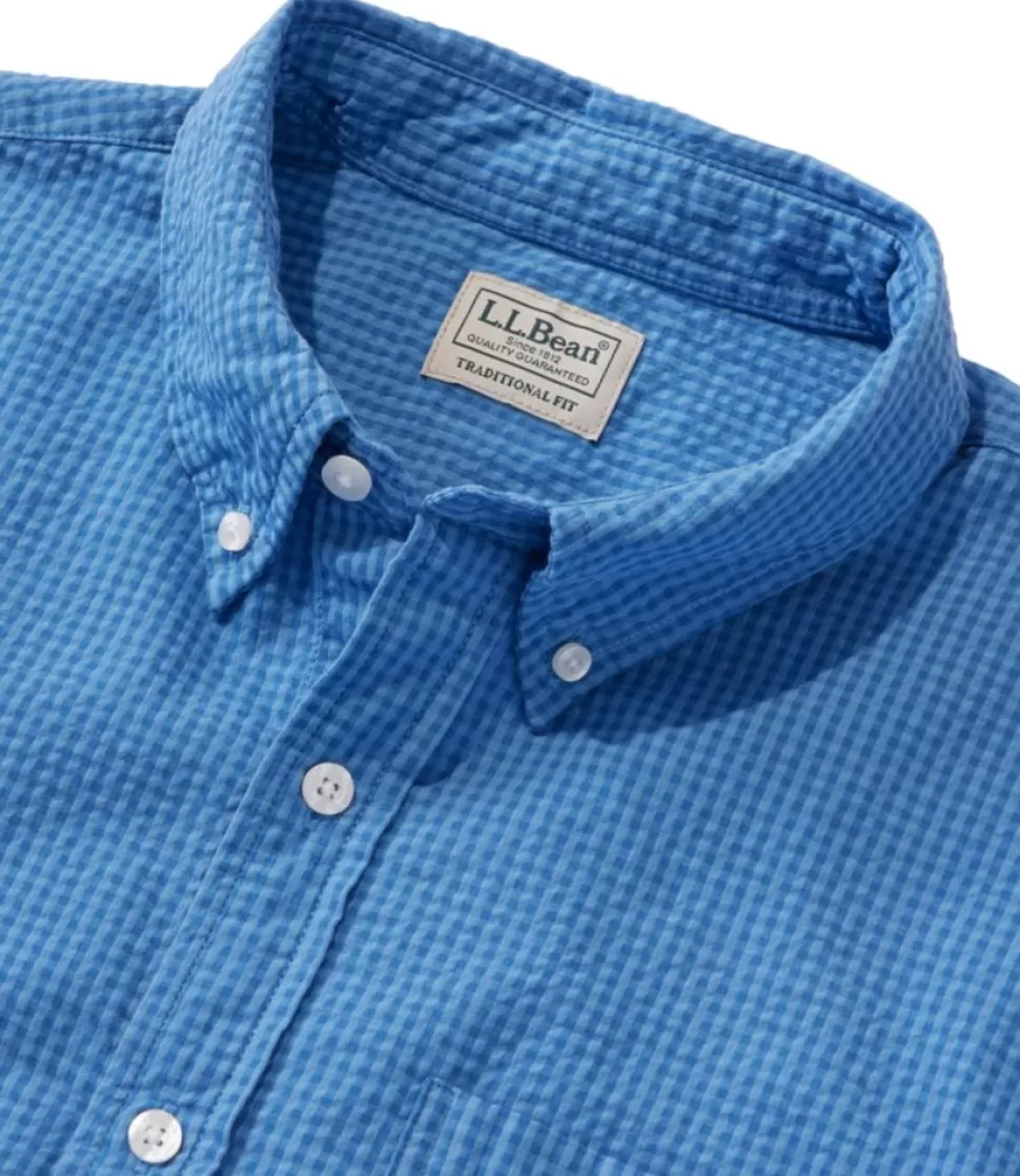 Clearance "Men's Organic Cotton Seersucker Shirt, Long-Sleeve, Traditional Fit, Plaid" Shirts