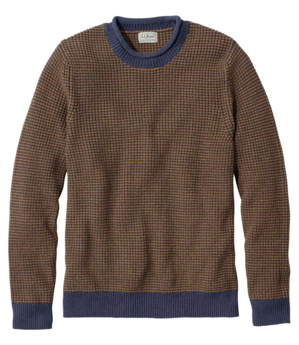 Cheap "Men's Organic Cotton Waffle Sweater, Rollneck Crew, Stripe" Sweaters