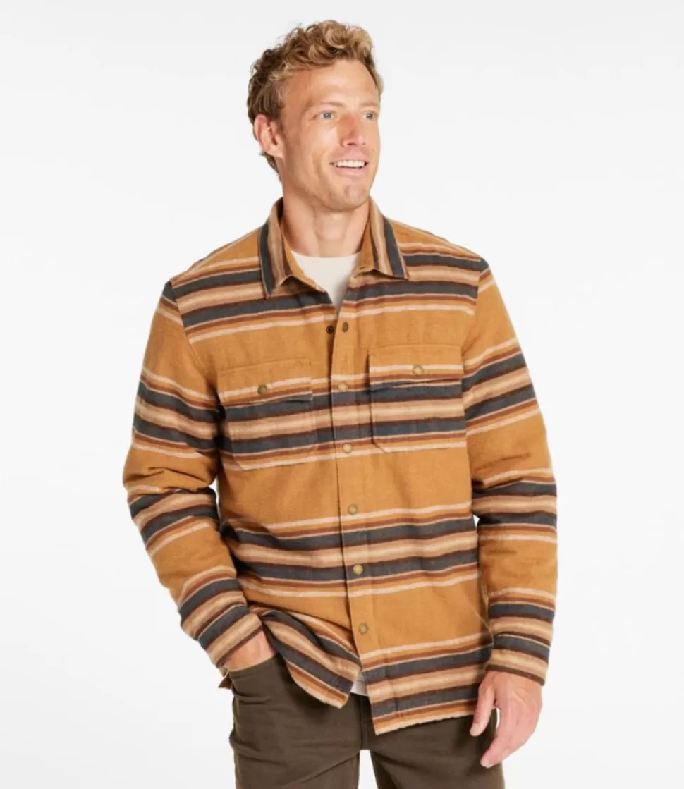 Best "Men's PrimaLoft Lined Chamois Shirt Jac, Traditional Untucked Fit, Stripe" Shirts