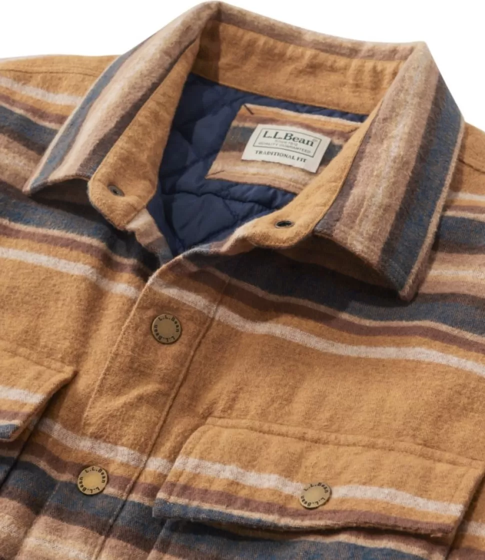 Best "Men's PrimaLoft Lined Chamois Shirt Jac, Traditional Untucked Fit, Stripe" Shirts