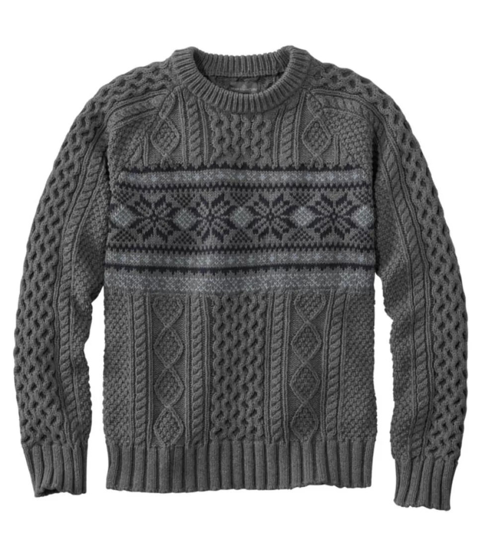 Flash Sale "Men's Signature Cotton Fisherman Sweater, Crewneck, Fair Isle" Sweaters