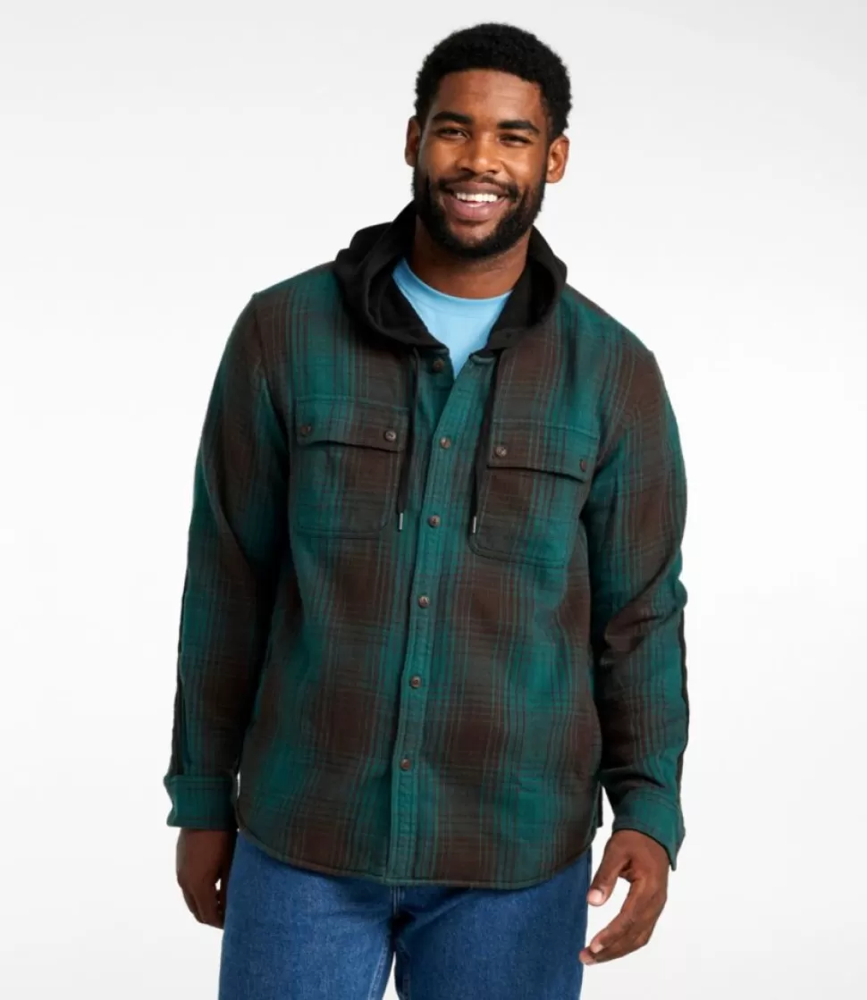 Cheap "Men's Signature Heritage Textured Flannel, Hooded Shirt Jac, Plaid" Shirts