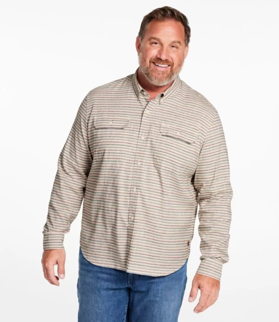 Fashion "Men's Stonecoast Hemp Shirt, Long-Sleeve, Slightly Fitted Untucked Fit, Stripe" Shirts
