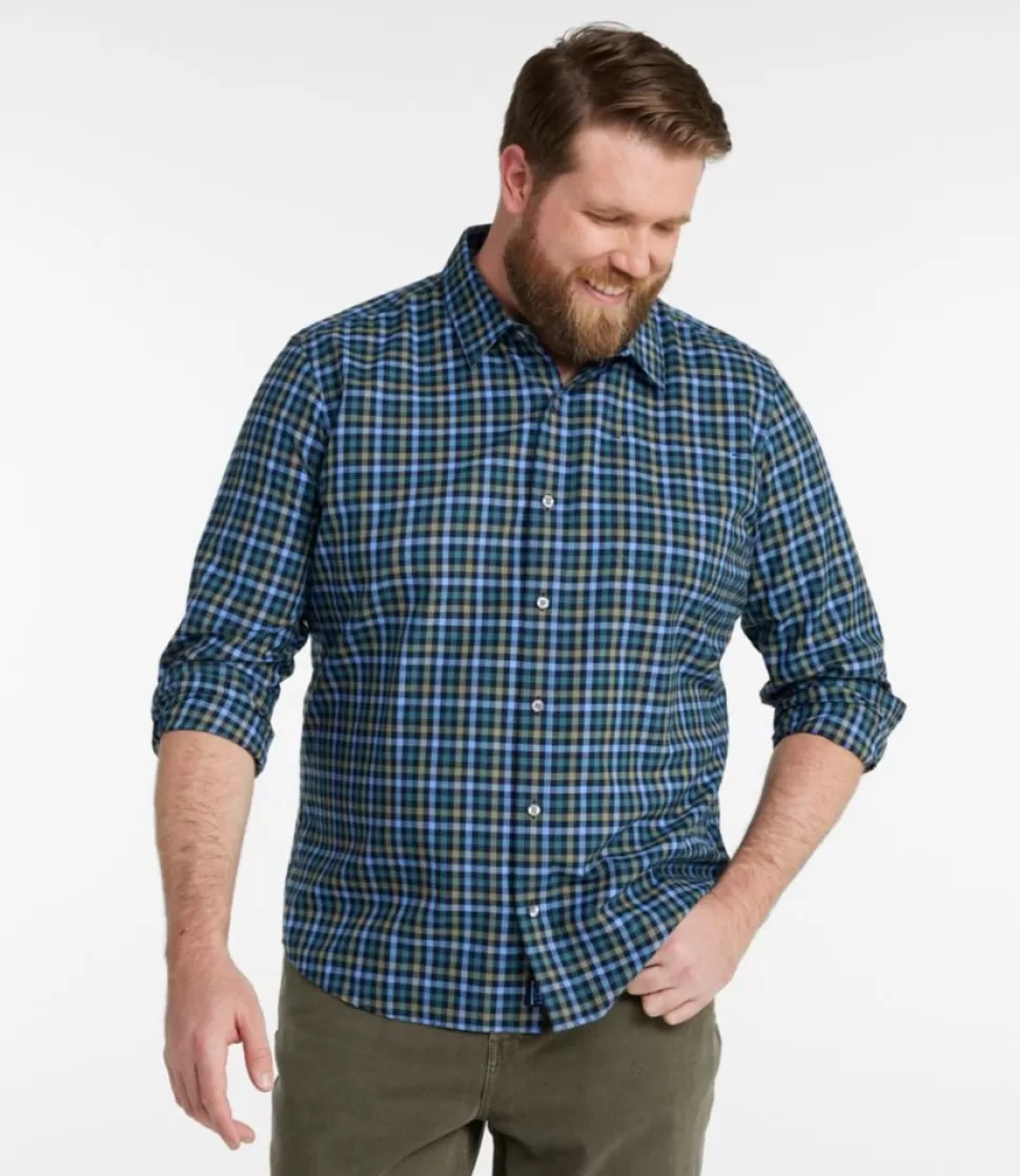 Fashion "Men's Wrinkle-Free Ultrasoft Brushed Cotton Shirt, Long-Sleeve, Slightly Fitted Untucked Fit" Shirts
