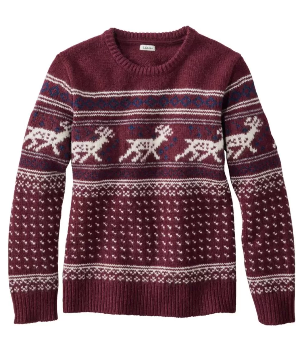Fashion "Women's Bean's Classic Ragg Wool Crewneck Intarsia Sweater" Women Sweaters